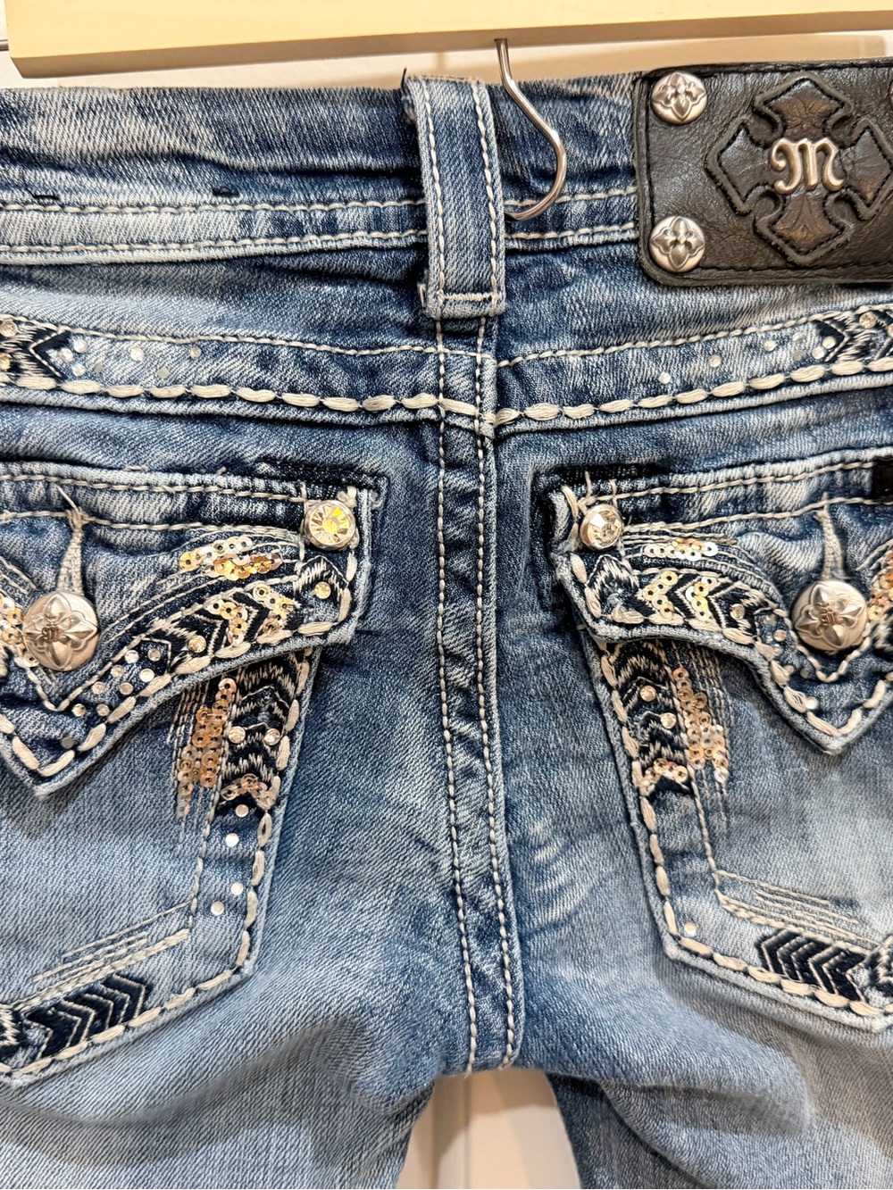 Miss me waist 24” blingy blue jeans - straight - Picture 2 of 9